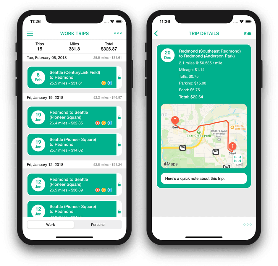 Expenser mileage tracker app