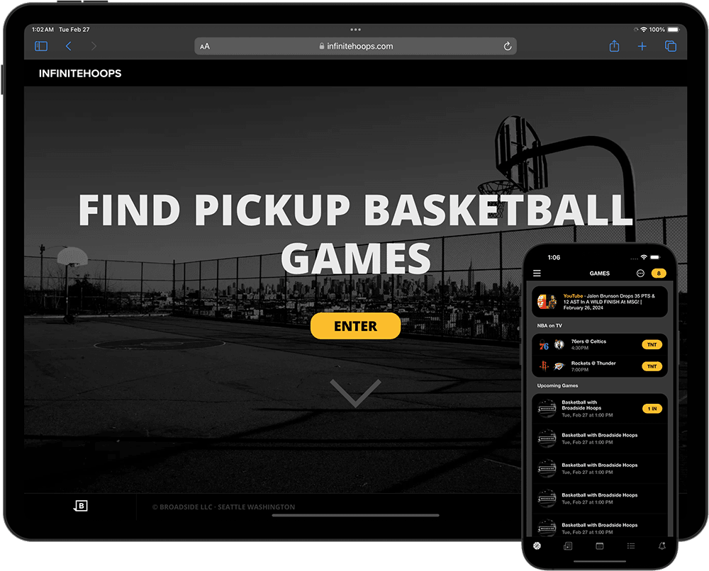 InfiniteHoops pickup basketball app and website