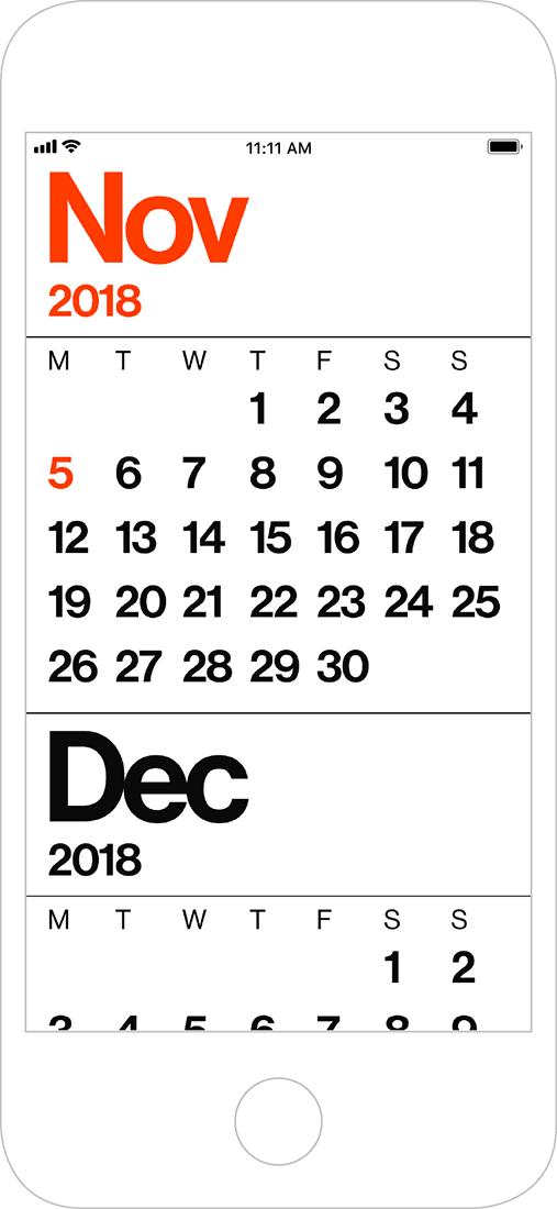 Minimal Calendar iOS app